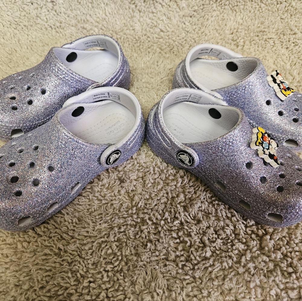 Kids Glitter Croc Shoes - Lavender Glitter